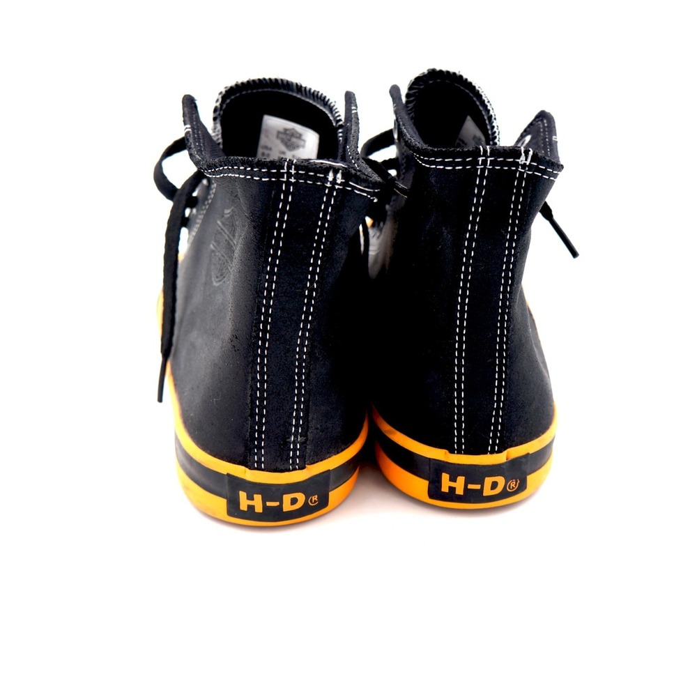 Harley Davidson Men's D93816 Black/Orange Leather High-Top Sneakers Shoes 9 - Picture 6 of 13